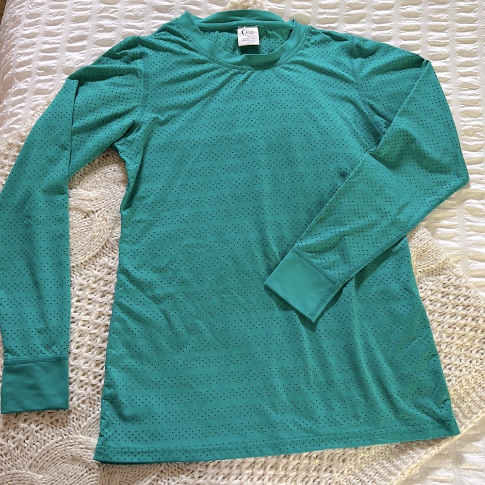 Zyia Active Top - Teal Perforated Long Sleeve